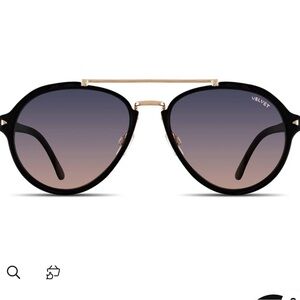 Velvet Black and Gold Jesse Aviator Sunglasses